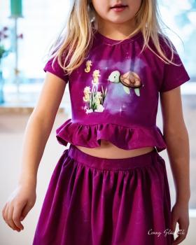 Preview: Little Ocean - Panelbild Schildkröte beere 70cm - BIO Jersey