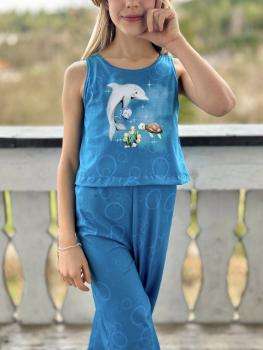 Preview: Little Ocean - Blasen türkis - Überbreite BIO Jersey