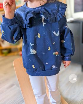 Preview: Little Ocean - Allover blau - Überbreite BIO Jersey