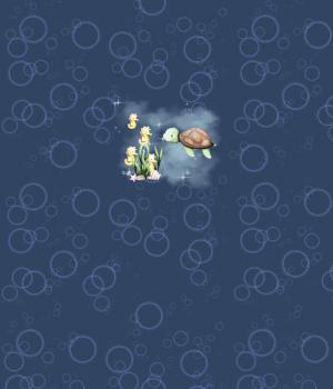 Preview: Little Ocean - Panelbild Schildkröte blau 70cm - BIO Jersey