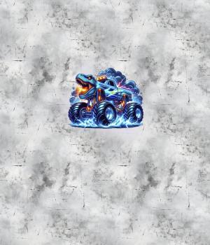 Preview: Monstertrucks - Panelbild Dino grau 70cm - BIO Jersey
