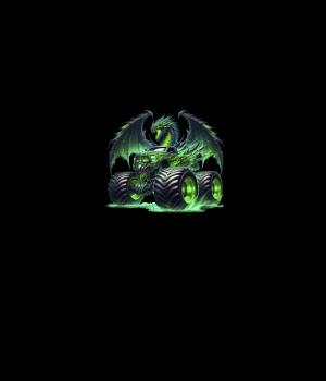 Preview: Monstertrucks - Panelbild Drache schwarz 70cm - BIO Jersey