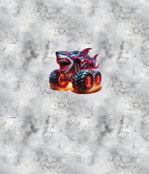 Preview: Monstertrucks - Panelbild Hai grau 70cm - BIO Jersey