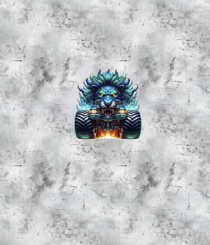 Preview: Monstertrucks - Panelbild Löwe grau 70cm - BIO Jersey