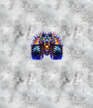 Preview: Monstertrucks - Panelbild Tiger grau 70cm - BIO Jersey
