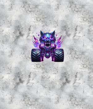 Preview: Monstertrucks - Panelbild Wolf grau 70cm - BIO Jersey