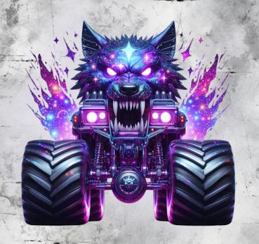 Monstertrucks - Panelbild Wolf grau 70cm - BIO Jersey