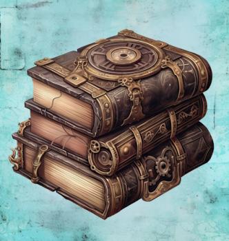 B-WARE!!!! - Steampunk - Panelbild Buch 70cm - BIO Jersey