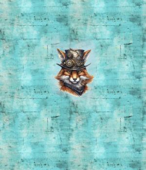 Preview: Steampunk - Panelbild Fuchs 70cm - BIO Jersey