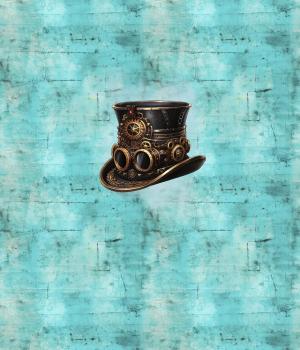 Preview: Steampunk - Panelbild Hut 70cm - BIO Jersey
