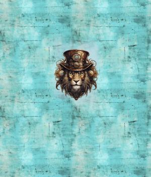 Preview: Steampunk - Panelbild Löwe 70cm - BIO Jersey