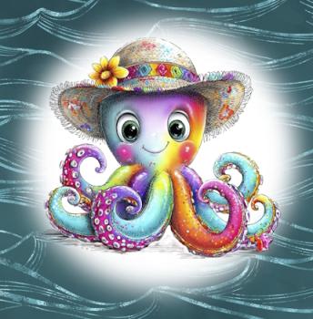 Summer - Panelbild Oktopus 70cm - BIO Jersey