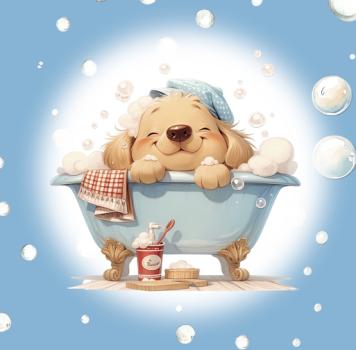 Badespaß - Panelbild Hund - BIO Jersey