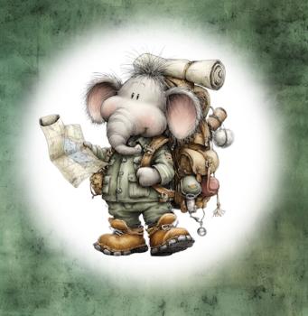 Explorer - Panelbild Elefant 70cm - BIO Jersey