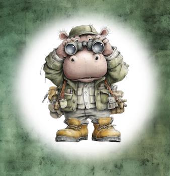 Explorer - Panelbild Nilpferd 70cm - BIO Jersey