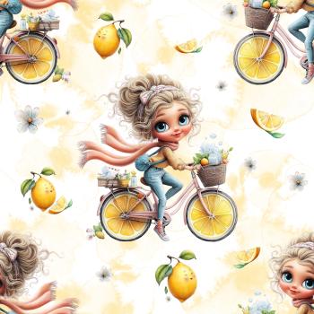 Fruits - Allover Zitronenmädchen - Überbreite BIO Jersey