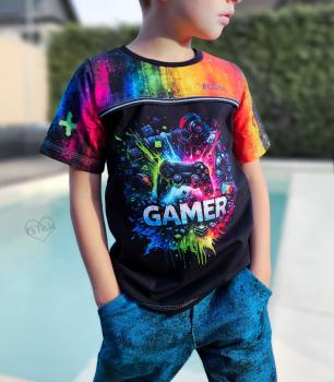 Preview: Gaming - Panelbild Gamer schwarz 70cm - BIO Jersey