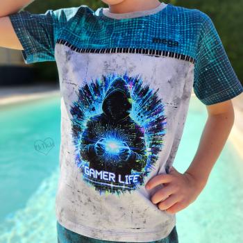 Preview: Gaming - Panelbild Gamer Life grau 70cm - BIO Jersey