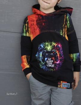 Preview: Gaming - Panelbild Repeat schwarz 70cm - BIO Jersey