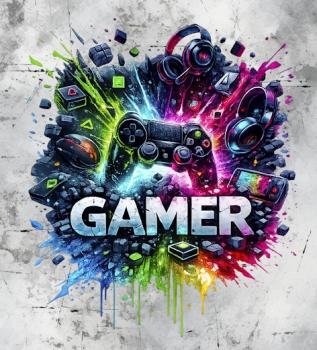 Gaming - Panelbild Gamer grau 70cm - BIO Jersey