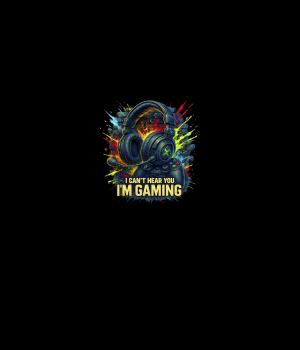 Preview: Gaming - Panelbild Can't hear you schwarz 70cm - BIO Jersey