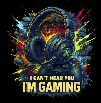 Gaming - Panelbild Can't hear you schwarz 70cm - BIO Jersey