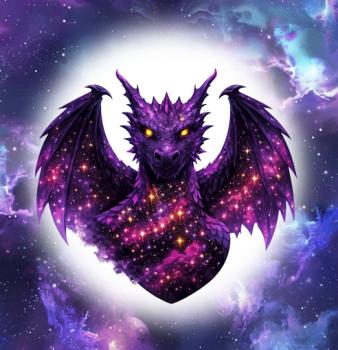 Drachen - Panelbild Drache lila 70cm - BIO French Terry