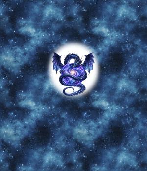 Preview: Drachen - Panelbild Galaxie Drache 70cm - BIO French Terry