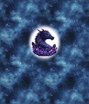 Preview: Drachen - Panelbild Kristall Drache blau 70cm - BIO French Terry