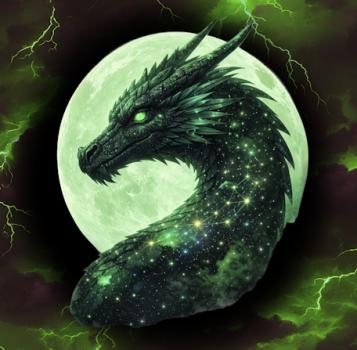 Drachen - Panelbild Drache grün 70cm - BIO French Terry