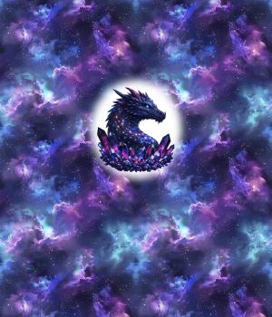 Preview: Drachen - Panelbild Kristall Drache Nebula 70cm - BIO French Terry