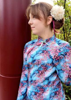 Preview: Fantasie - Kirschblüten - Überbreite BIO Jersey