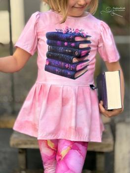 Preview: Fantasie - Panelbild Bücher rosa 70cm - BIO Jersey