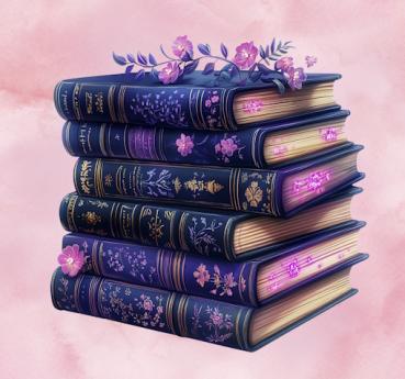 Fantasie - Panelbild Bücher rosa 70cm - BIO Jersey