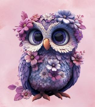 Fantasie - Panelbild Eule rosa 70cm - BIO Jersey