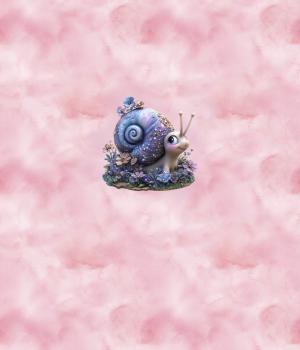Preview: Fantasie - Panelbild Schnecke rosa 70cm - BIO Jersey