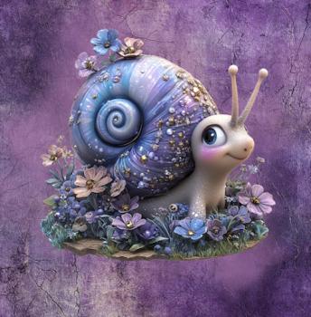 Fantasie - Panelbild Schnecke lila 70cm - BIO Jersey