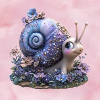 Fantasie - Panelbild Schnecke rosa 70cm - BIO Jersey