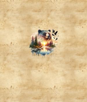 Preview: Sunset - Panelbild Bär sand 70cm - BIO French Terry