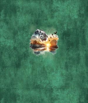 Preview: Sunset - Panelbild Tiger smaragd 70cm - BIO French Terry