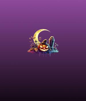 Preview: HalloAutumn Panel Kürbis lila – BIO French Terry