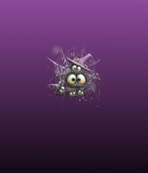 Preview: HalloAutumn Panel Spinne lila – BIO French Terry