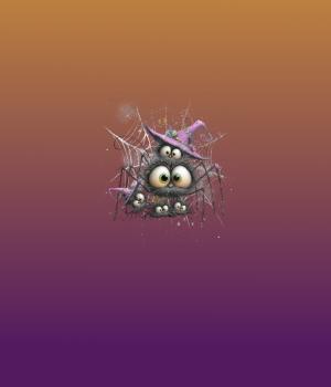 HalloAutumn Panel Spinne orange-lila – BIO French Terry