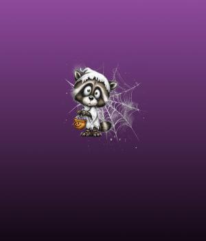 Preview: HalloAutumn Panel Waschbär lila – BIO French Terry