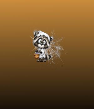 Preview: HalloAutumn Panel Waschbär orange – BIO French Terry