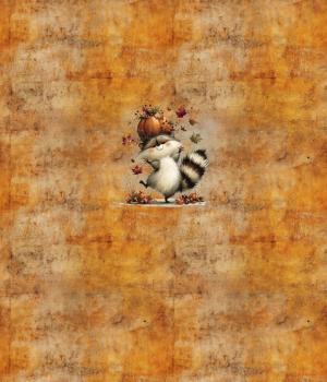 Preview: HalloAutumn Panel Herbstwaschbär orange – BIO French Terry
