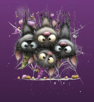 HalloAutumn Panel Fledermäuse lila – BIO French Terry