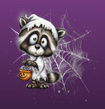 HalloAutumn Panel Waschbär lila – BIO French Terry