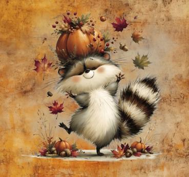 HalloAutumn Panel Herbstwaschbär orange – BIO French Terry