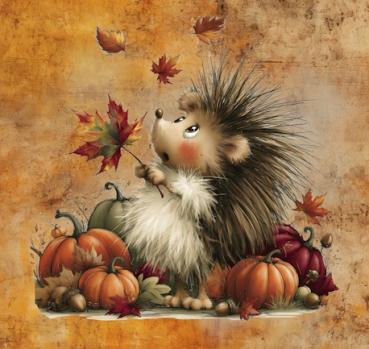 HalloAutumn Panel Igel orange – BIO French Terry